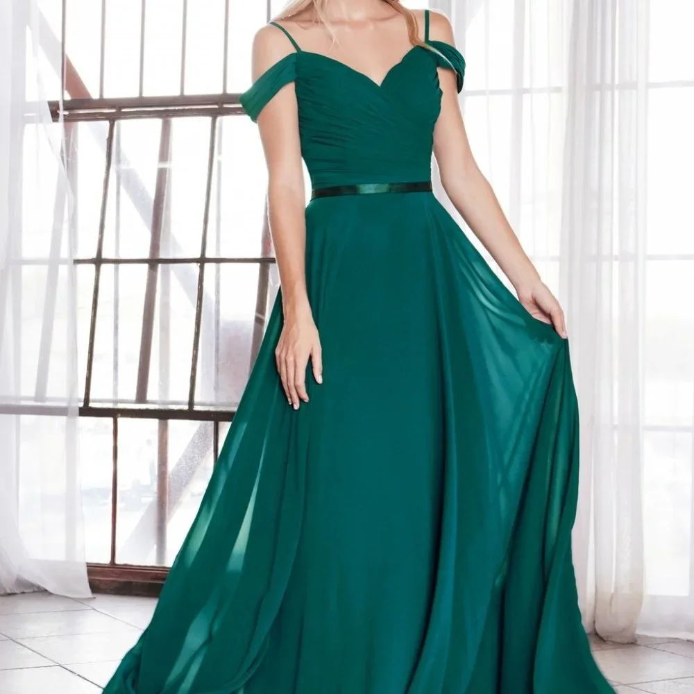 Off The Shoulder Chiffon A-Line Dress CD0156